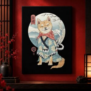 Tableau Art Japonais Chien Habillé - Shiba Inu