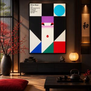 Tableau Japonais Abstrait - Geisha Géométrique
