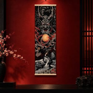 Tableau Japonais Moderne - Tête de Dragon & Grue