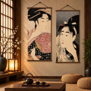 Tableau Japonais Vintage - Portrait de Geisha Raffinée