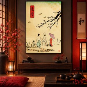 Tableau Mural Branches de Cerisier du Japon Vintage