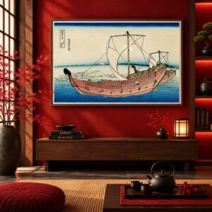 Tableau Paysage Japonais - Bateau Vintage