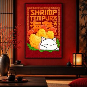 Tableau Cuisine Japonaise Insolite - Chat Tempura