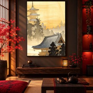 Tableau Japonais Vintage Zen - Temple et Palais
