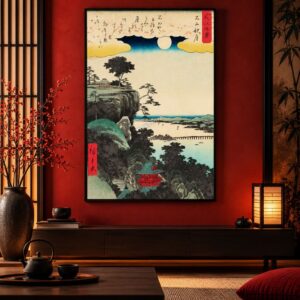 Tableau Japonais Paysage Vintage - Falaise et Rivière