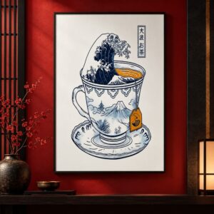 Tableau Japonais Art Contemporain - Grande Vague dans une Tasse à Thé