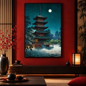 Tableau Japonais Temple de Nuit