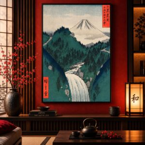 Tableau Japonais Vintage - Foret et Mont Fujiyama
