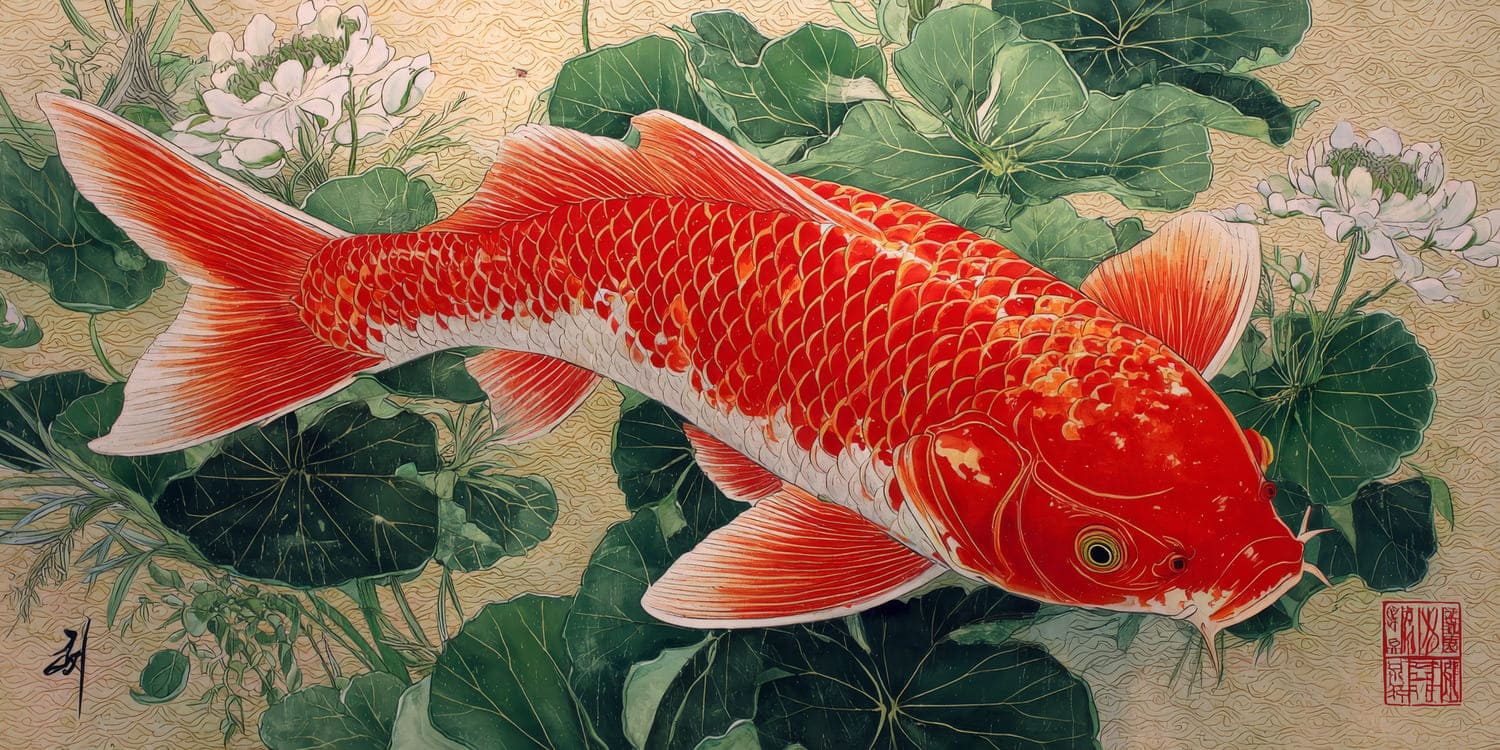 Tableau Carpe Koi Sur Toile - Décoration Murale 70x100 Cm Sans Cadre - Art Pour Salon, Chambre, Bureau