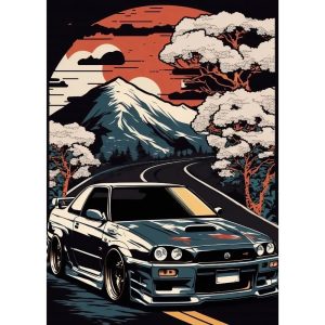 Toile Voiture de Course Japonaise